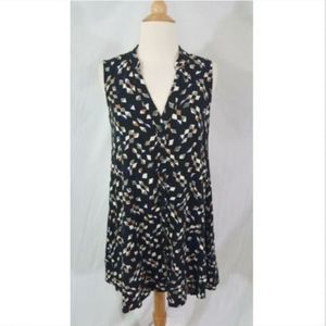 𝅺maeve Sleeveless Black Pattern Swing Dress sz S